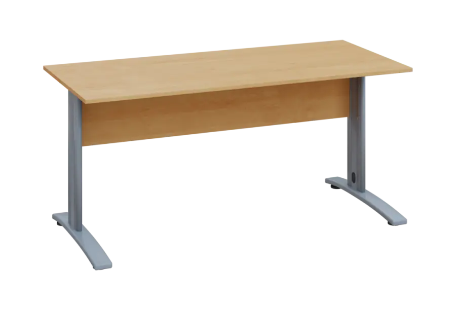 EPK 17 - 16 stůl kancelářský, kovová podnož stříbrná, deska 18 mm, široký 1600 mm, javor horský